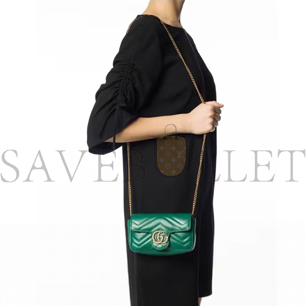 g*u*i gg marmontmatelasse S*per mini emerald green 476433 dsvrt 3120 (16.5*10*5cm)